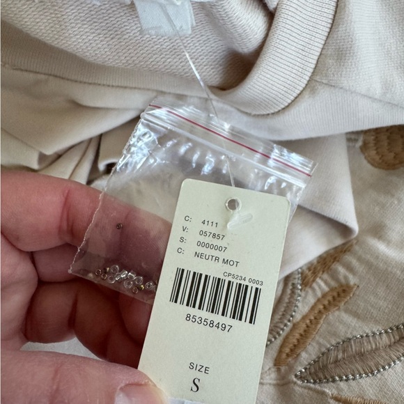 NWT! Anthropologie Embroidered Sweatshirt Bead
Embellishments - Cream Neutral - Picture 5 of 10